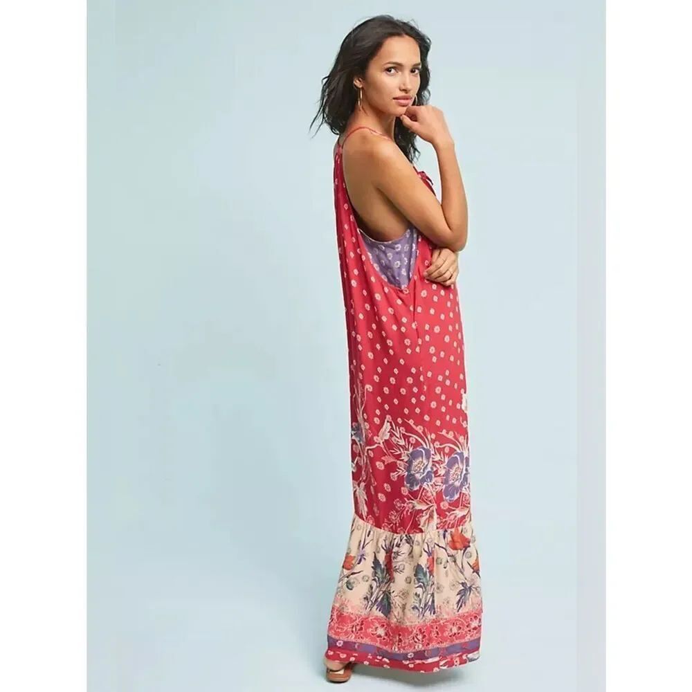 Anthropologie Floral Maxi Dress By Maeve Kira Printed Extra Small Boho Tasselojp